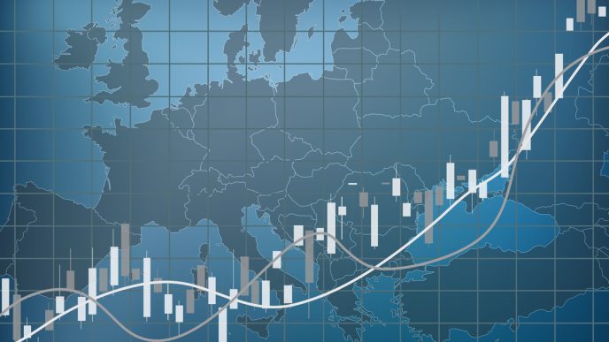 Market graphs on top of map of Europe
