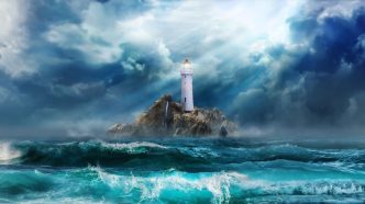 Lighthouse and rough seas