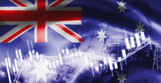 Australian flag with stock ticker