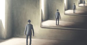 Man multiple mirror images