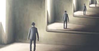 Man multiple mirror images