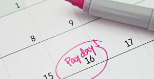 Pay day inked on calendar