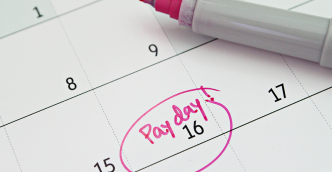Pay day inked on calendar