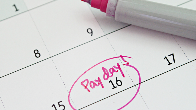Pay day inked on calendar