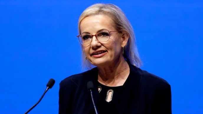 Sussan Ley speaking on a podium