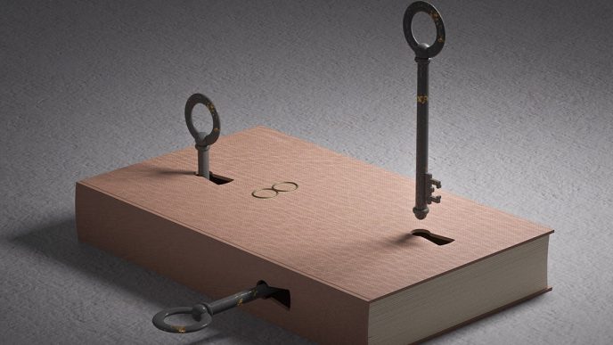 Keys unlocking a book