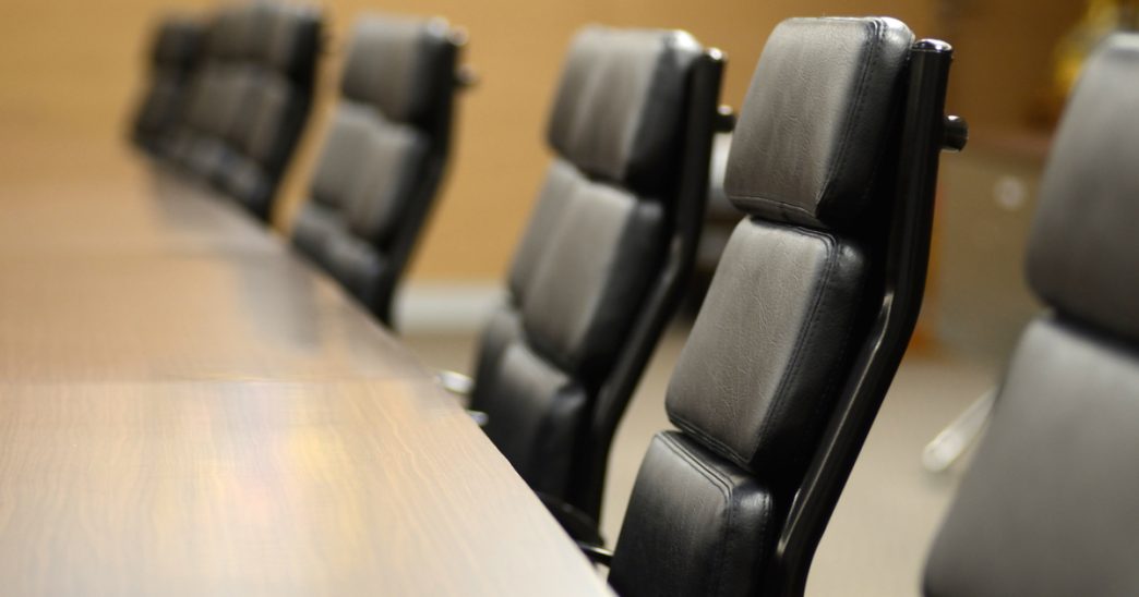 Boardroom table with leather seats