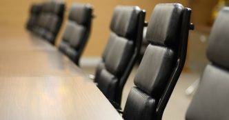 Boardroom table with leather seats