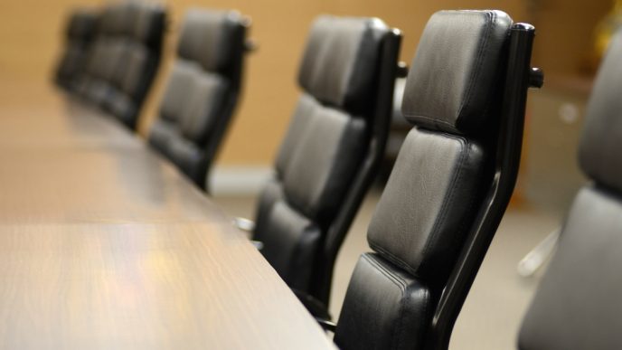 Boardroom table with leather seats