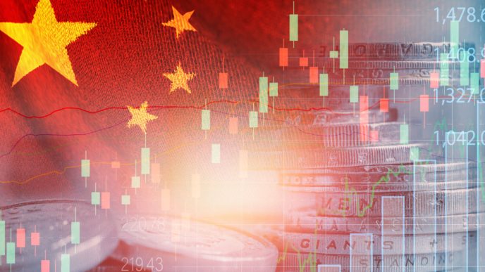 China flag and graph