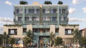 Six-storey short-term co-living apartment building