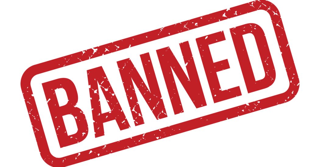 Stamp with the word Banned written in capitals and red