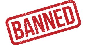 Stamp with the word Banned written in capitals and red