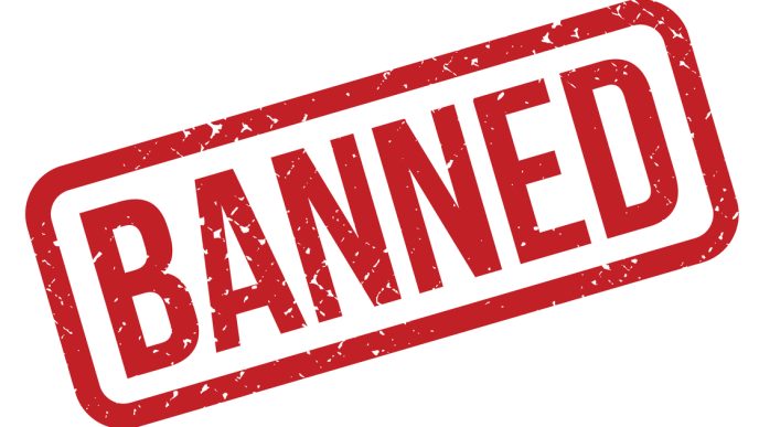 Stamp with the word Banned written in capitals and red