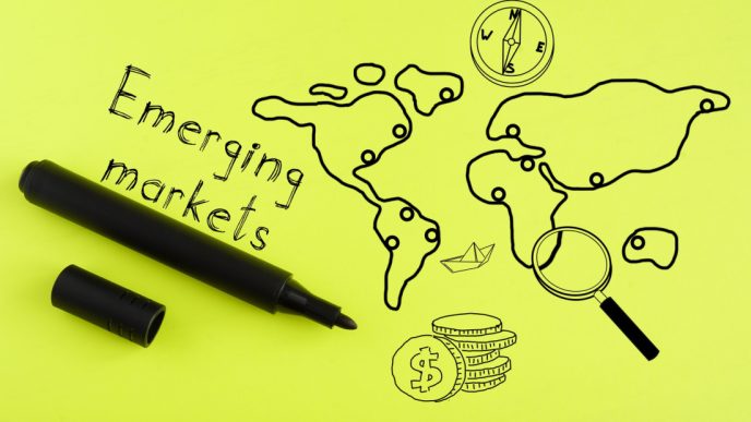 Emerging markets pen and map
