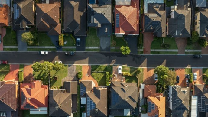 Aerial view of Sydney suburbs