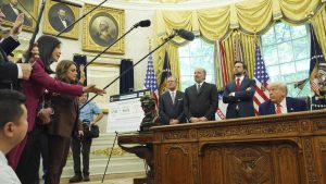 Trump can bar AP from some media events for now: