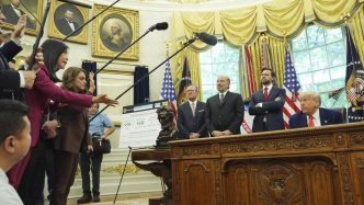 Trump can bar AP from some media events for now:
