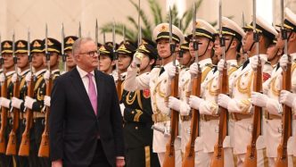 Anthony Albanese inspects an Honour Guard