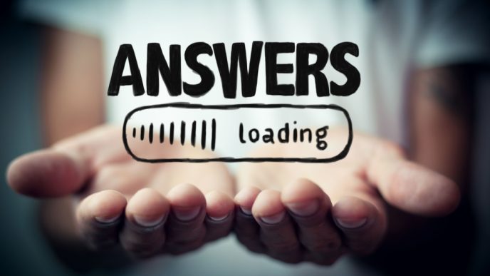 Hands holding answers loading