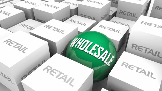 Green wholesale ball amid retail squares