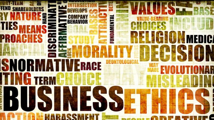 Business ethics morality word montage