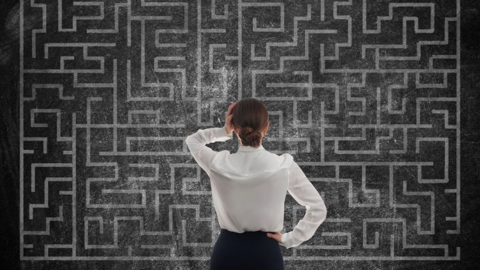 Woman in front complex flow chart